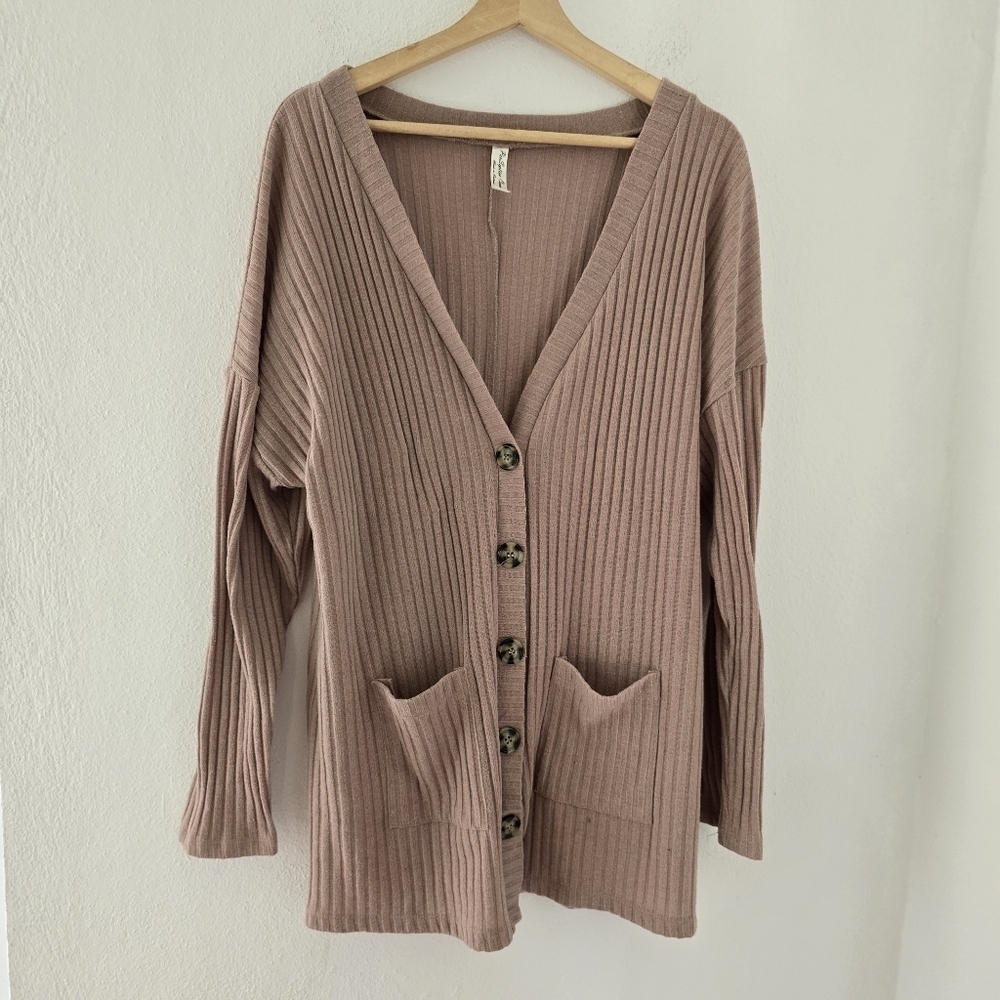 PerSeption Concept Cream Neutral Tan Cardigan Sweater Size XL